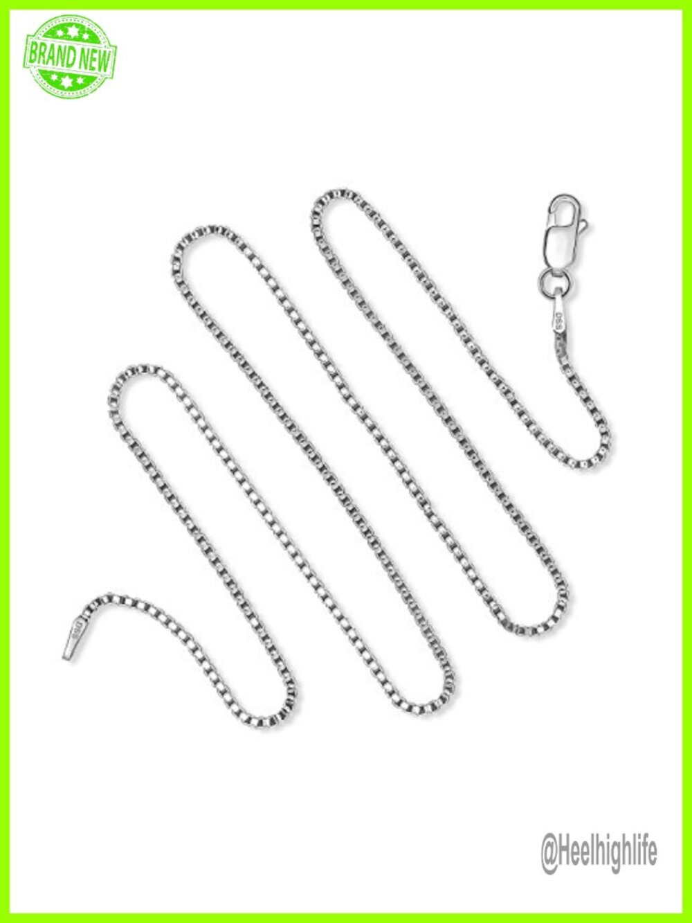 925 Sterling Silver Rhodium Plated 24in Italian Box Chain Necklace